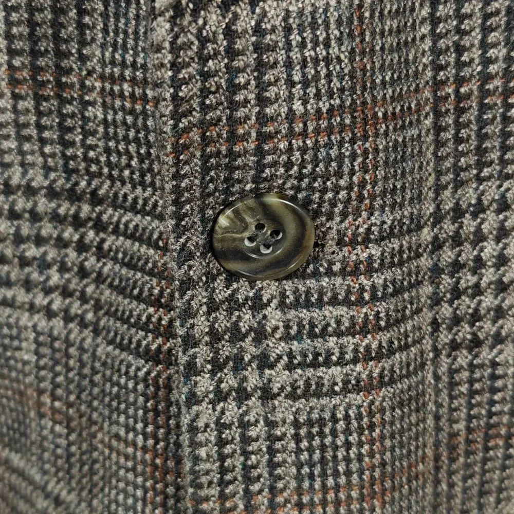 Haggar Men's Tweed Sport Coat Blazer Two Button Brown Plaid Wool Blend Size‎ 42L